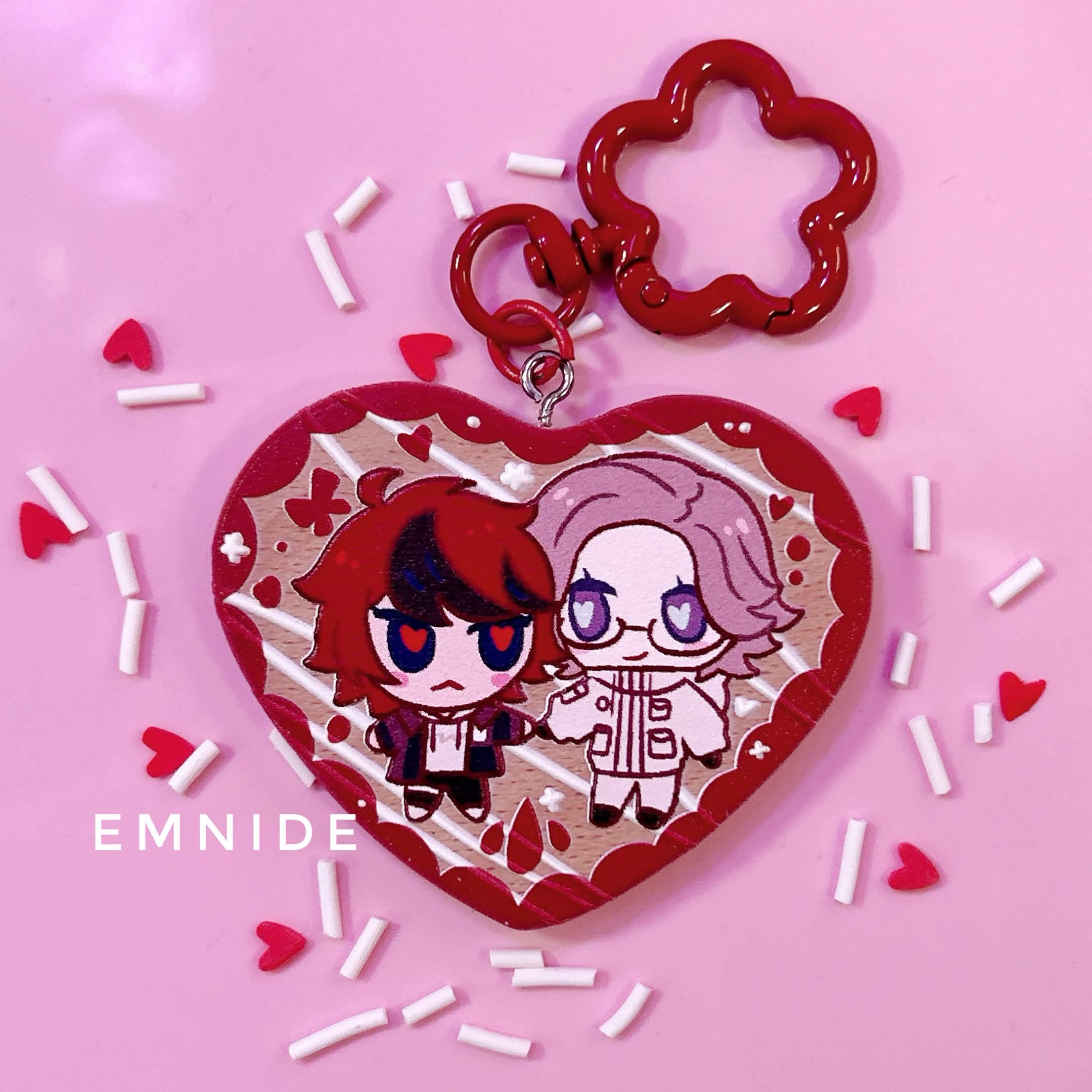 Eito Takumi Embossed Wood Heart Keychain Pendant ✧ The Hundred Line