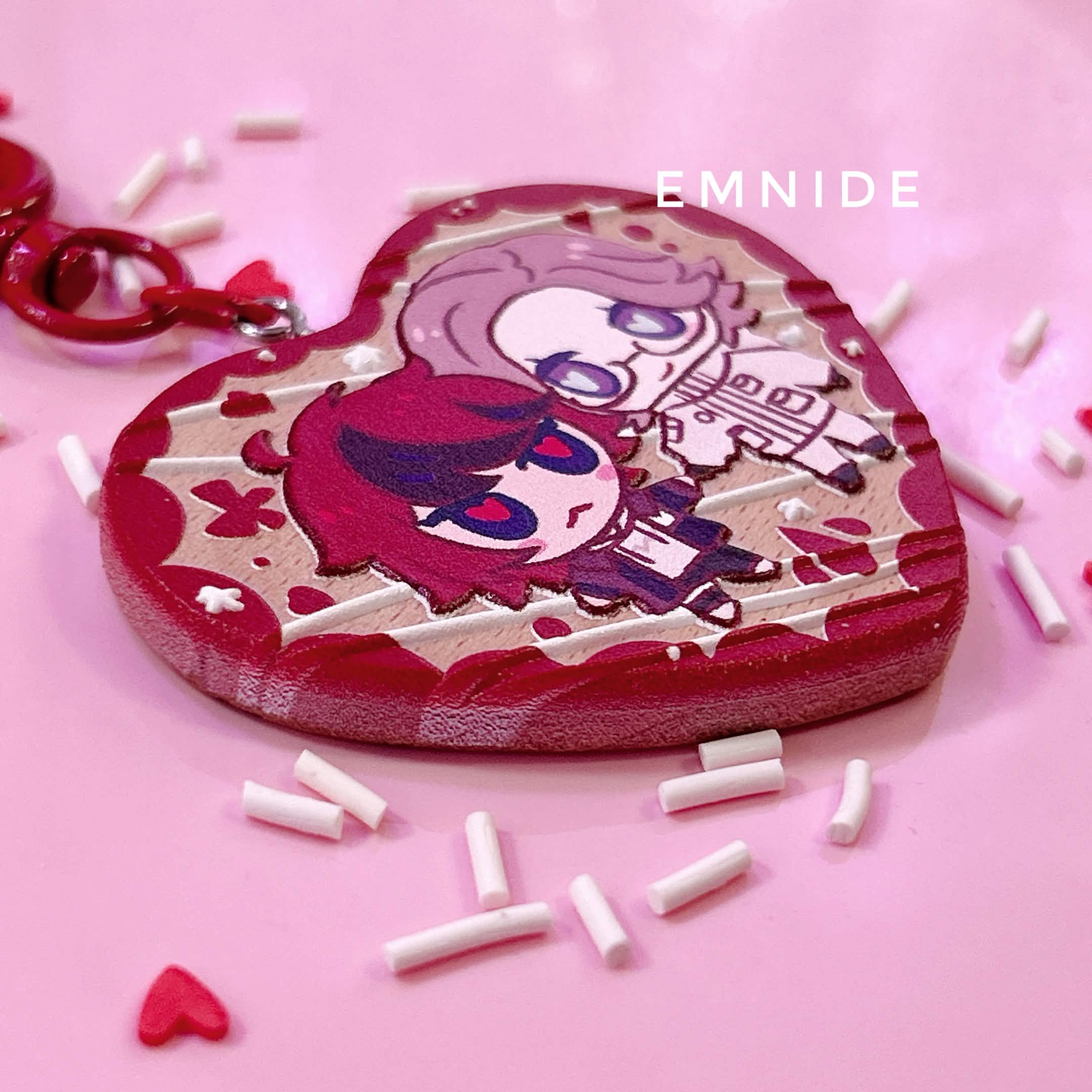 Eito Takumi Embossed Wood Heart Keychain Pendant ✧ The Hundred Line