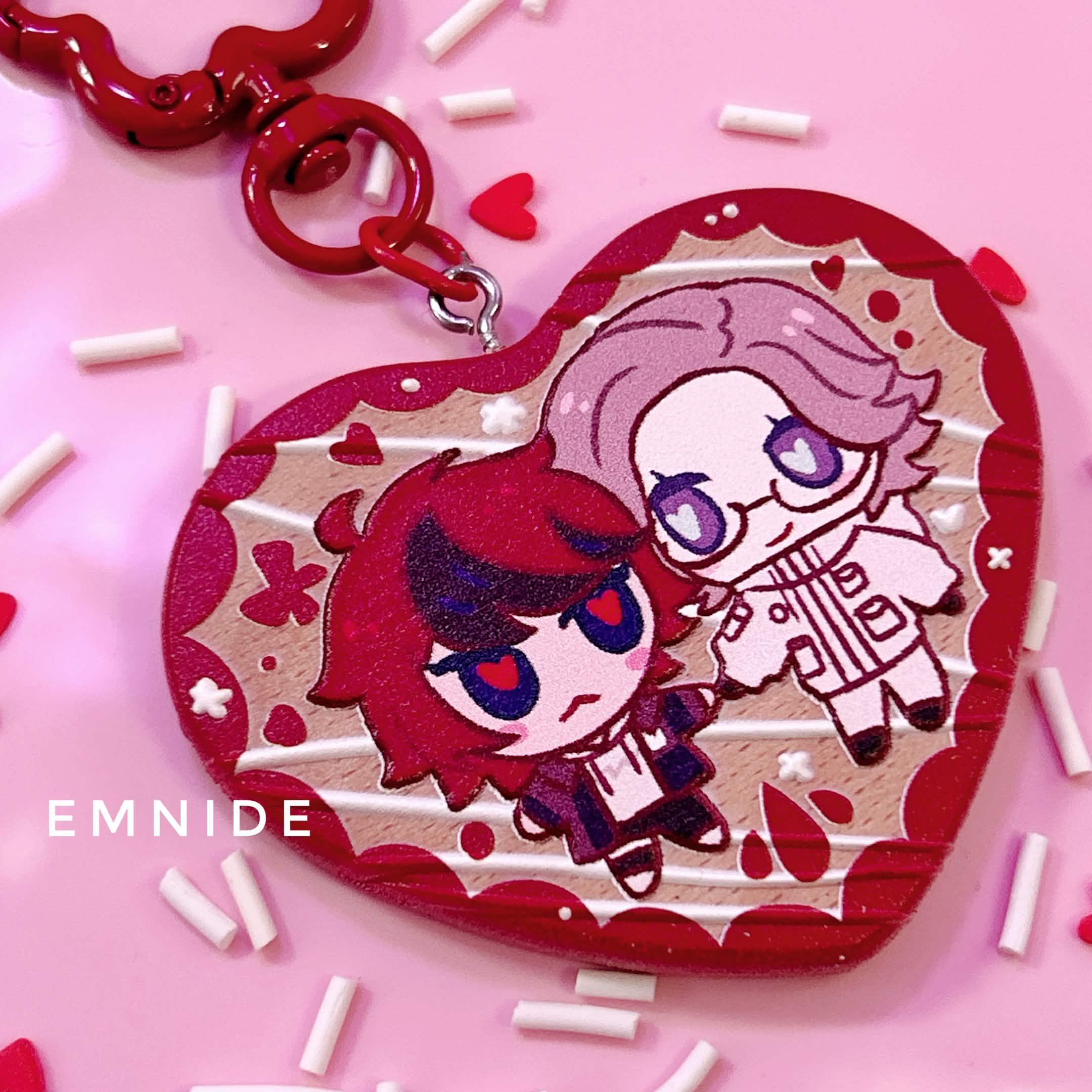 Eito Takumi Embossed Wood Heart Keychain Pendant ✧ The Hundred Line