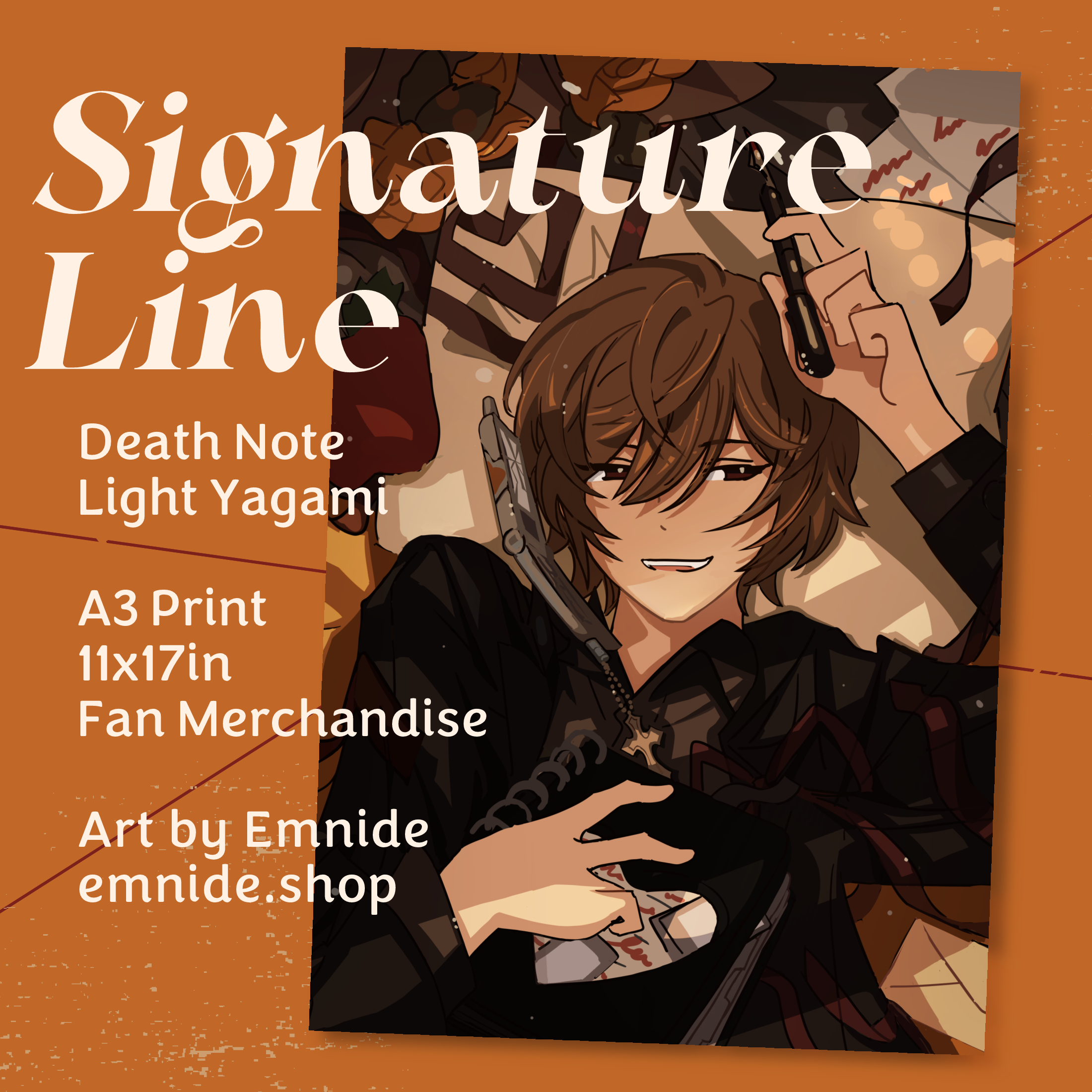 Signature Line 🍫 Light Yagami A3 Print ✧ Death Note