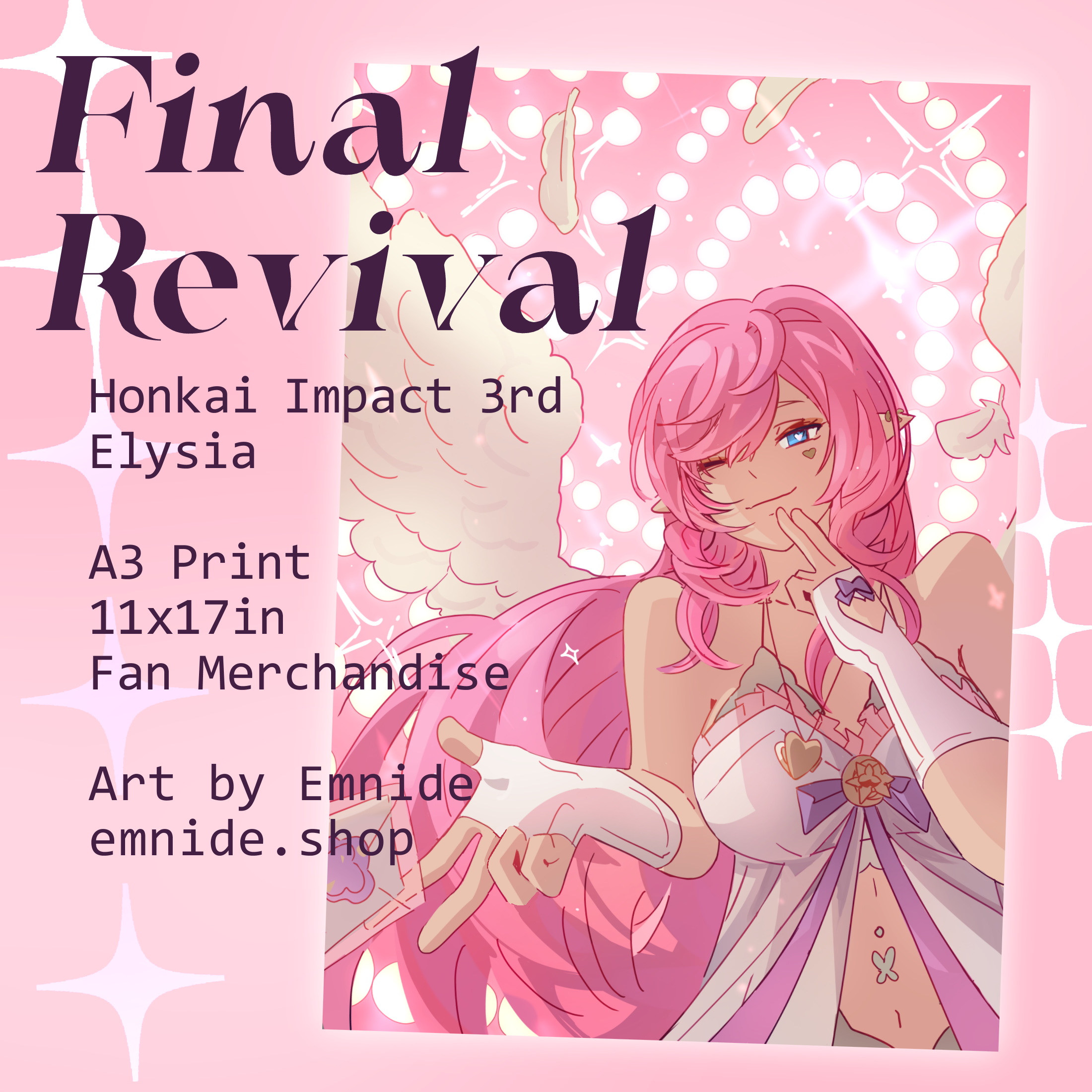 Final Revival 💘  Elysia A3 Print ✧ Honkai Impact 3rd